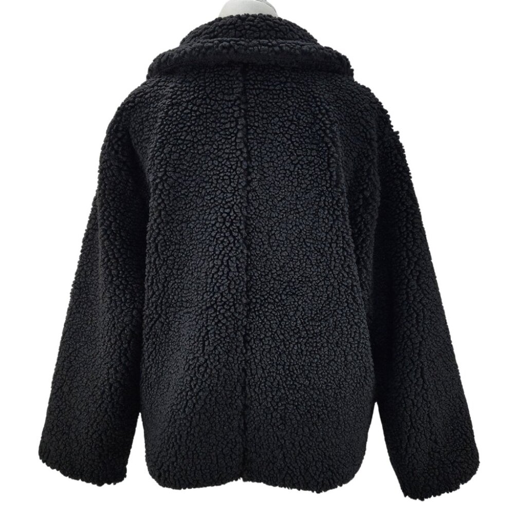 New Time and Tru Womens XL Teddy Faux Shearling Black Popcorn Fleece Jacket Coat - Picture 7 of 16